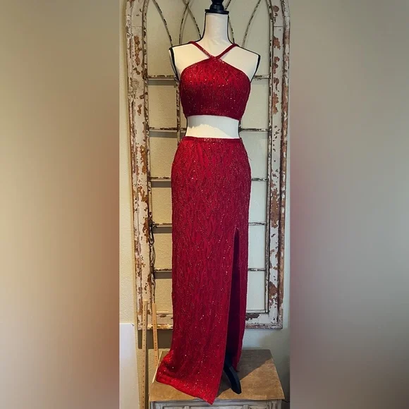 Precious Formals | Dresses | Precious Formals 2 Piece Silk Red Beaded Prom Halter Dress M | Poshmark Precious Formals | Dresses | Precious Formals 2 Piece Silk Red Beaded Prom Halter Dress M | Poshmark